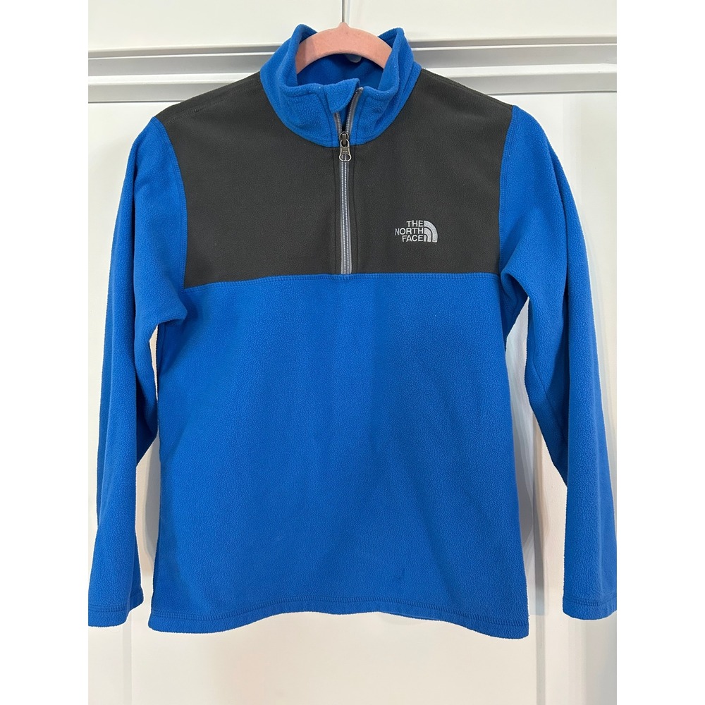 The North Face Fleece Jacket Blue BOYS 14/16 Quarter Zip Pullover‎ Activewear